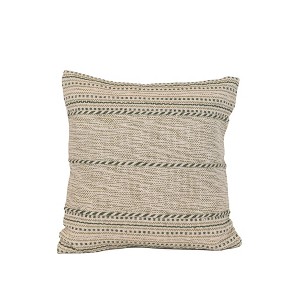 18x18" Hand Woven Stripe Green Outdoor Pillow Polyester With Polyester Fill by Foreside Home & Garden - 1 of 4