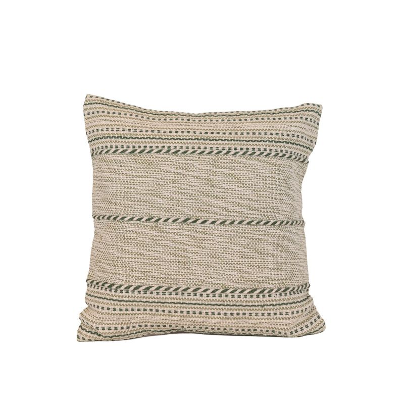 18x18" Hand Woven Stripe Green Outdoor Pillow Polyester With Polyester Fill by Foreside Home & Garden, 1 of 8