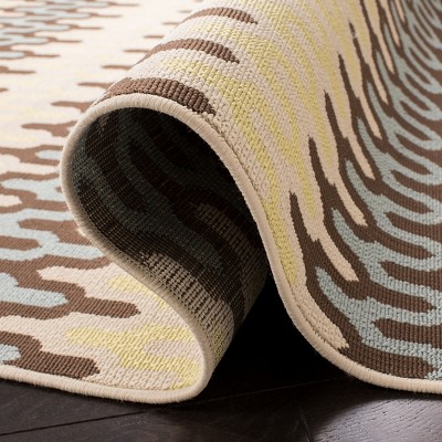 Light Blue and Green Geometric Outdoor Area Rug