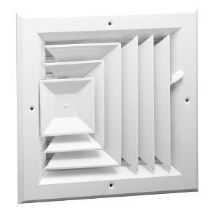 Hart & Cooley 10x10 Aluminum 3-Way Ceiling Diffuser, Multi-Shutter Damper, White - 1 of 1