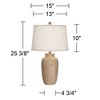 Regency Hill 25 1/2" High Farmhouse Rustic Coastal Country Cottage Table Lamps Set of 2 Beige Oatmeal Shade Living Room Bedroom Bedside Nightstand - 4 of 4