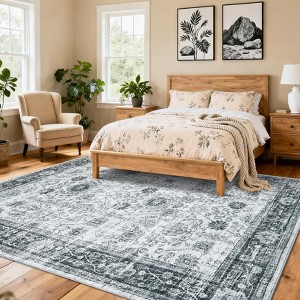 Area Rugs Washable Non-Slip Low Pile Ultra Soft Indoor Under Table Area Rug Carpet for Bedroom Living Room - 1 of 4