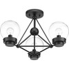 Progress Lighting Spatial Collection, 3-Light Semi-Flush Convertible Fixture, Matte Black, Clear Globe Shades - 2 of 4