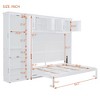 NicBex Queen Size Murphy Bed 117.5" Wooden Frame Murphy Bed Cabinet Queen Wall Bed with Spacious Cabinets for Living Room - 2 of 4