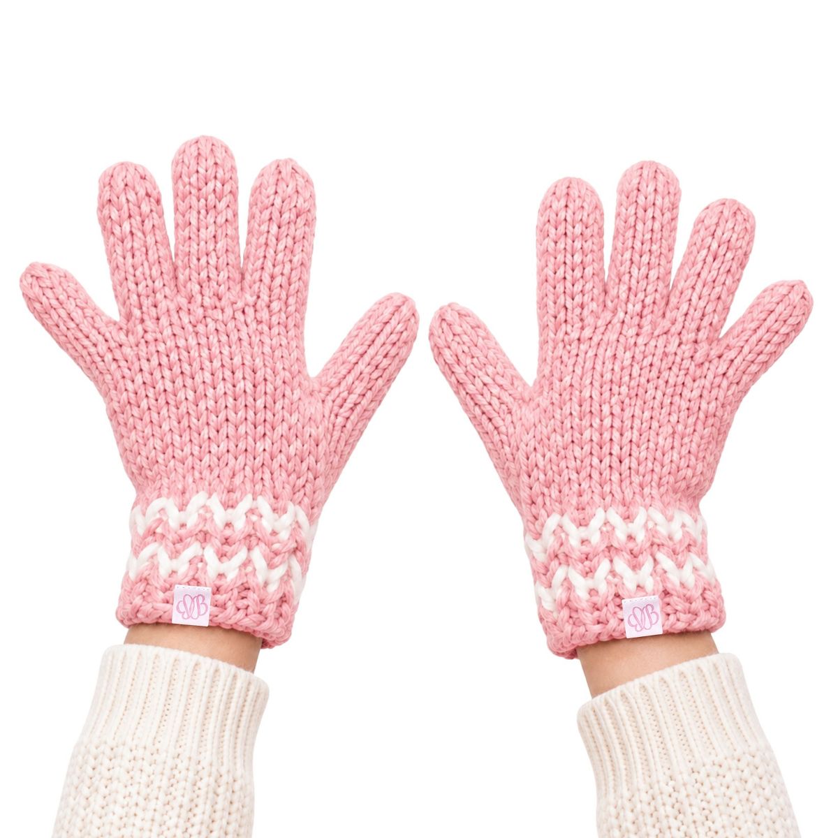 Bits & Bows Youth Classic Knit Gloves, Blue - thumbnail 3