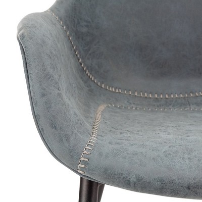 Markley Peacock Blue Faux Leather Dining Armchair with Metal Legs
