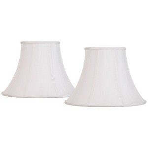 Imperial Shade Set of 2 Bell Lamp Shades White Large 9" Top x 18" Bottom x 13" Slant x 12.5" High Spider with Replacement Harp and Finial Fitting - 1 of 4