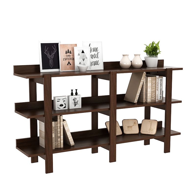 Costway 59'' 3 Tier Console Table with Storage Wooden Sofa Entryway Table Brown Walnut, 1 of 10