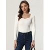 Allegra K Women's Sweetheart Neck Casual Long Sleeve Slim Fit Pullover Sweater - 3 of 4