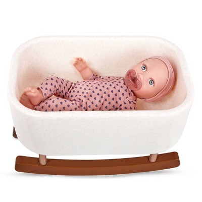 LullaBaby Doll Bassinet Rocking Cradle Accessory - Speckled White