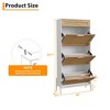 Natural Rattan 3 Flip Drawers Shoe Cabinet, Narrow Shoe Storage Cabinet with 3-Tier Adjustable Shelves, Freestanding Shoe Rack Organizer - 3 of 4