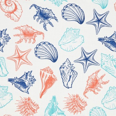Ocean Breeze Multicolor Fabric Sea Shells Placemats Set