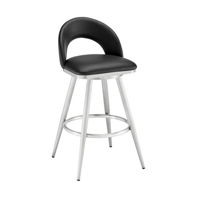 Sapphtopaz 1PC Modern Swivel Bar Stools with PU Upholstered Adjustable High Chair with Footrest&Curved Back Barstools for Kitchen Island