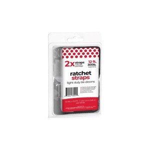 Natural Home 2pk 300lbs Ratchet Straps: Polyester Towing & Cargo Kit, Black, 1 Year Warranty - 1 of 1