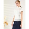 INSPIRE CHIC Women's Elegant Floral Lace Short Sleeve Keyhole Back Semi-Sheer Top - 4 of 4