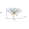 HomeRoots 54" Clear and Gold Glass and Metal Cross Leg Base Round Top Dining Table - 3 of 4