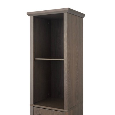 Modern Farmhouse Black Wooden Linen Tower with Adjustable Shelving