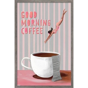 Trends International Reinders: Coffee - Good Morning Coffee in Pink and Lavender Framed Wall Poster Prints - 1 of 4