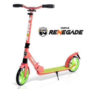 Hurtle Push Scooter for Kids with Adjustable T-Bar Handlebar and Anti-Slip Deck (Pink/Green)