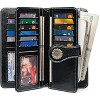 Hachikiko Leather RFID Blocking Wristlet Wallet - Large Capacity Credit Card Holder with 24 Card Slots & ID Windows - 2 of 4