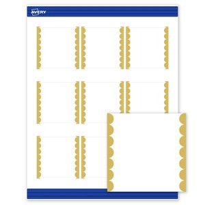 Avery Printable Square Cards, Gold Edge Dots, 2.5" x 2.5", Matte White Square Cards, Laser/Inkjet, 90ct, Great for Business Cards - 1 of 4