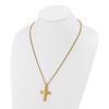 Chisel Stainless Steel Yellow IP-plated Cross Pendant on a 22" Plus a 2" Curb Chain Necklace - 3 of 4