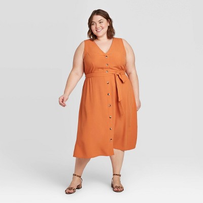 plus size button front dress