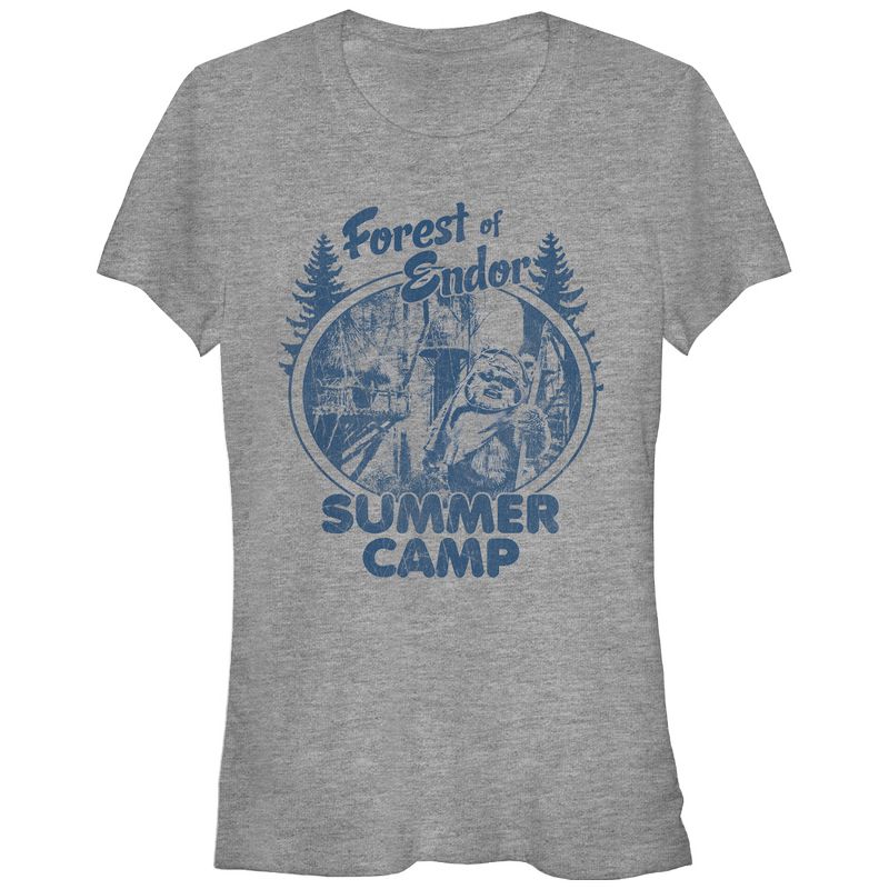 Juniors Womens Star Wars Forest of Endor Summer Camp T-Shirt, 1 of 4