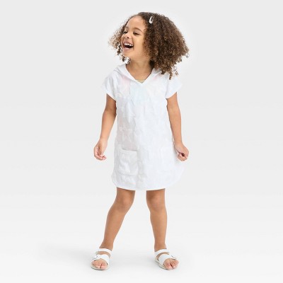 Image of Toddler Girls' Star Cover Up Dress - Cat & Jack™ White 2T