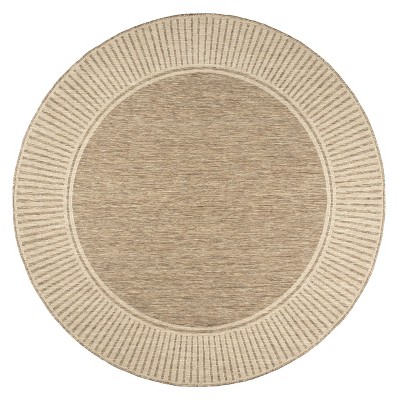 nuLOOM 7' Round Outdoor Area Rug, Stain Resistant, Weather Resistant, High Traffic, Patio, Balcony, Outside, Living Room Dining Room, Asha Light Brown