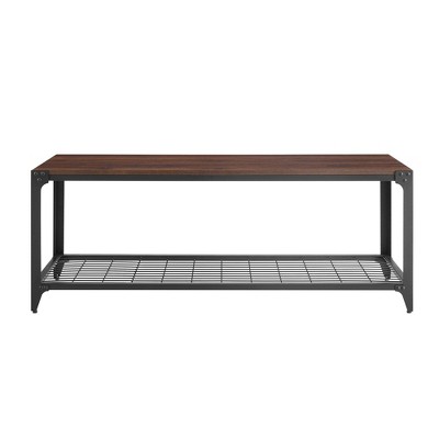 48" Urban Industrial Angle Iron Entry Bench Dark Walnut - Saracina Home