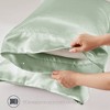 Lyngins Satin Luxury Bed Sheets Set, Wrinkle-Free Split King Bedding Set, 1 Flat Sheet, 2 Fitted Sheets (Fits 16" Mattresses), 4 Pillowcases - 3 of 4