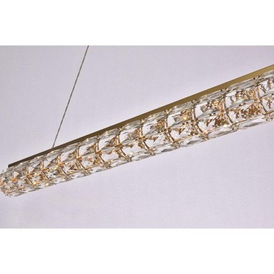 Gold and Clear Crystal LED Linear Pendant Light