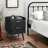 Finnhomy Nightstand with Charging Station, Bedside Table with 2 Hand Made Rattan Decorated Drawers - 4 of 4