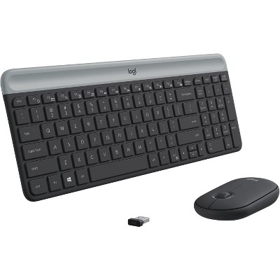 Logitech MK470 Slim Wireless Keyboard & Mouse Combo - Compact Layout, Quiet, 2.4 GHz USB Receiver, Plug & Play Connectivity, Windows Compatible - Gray