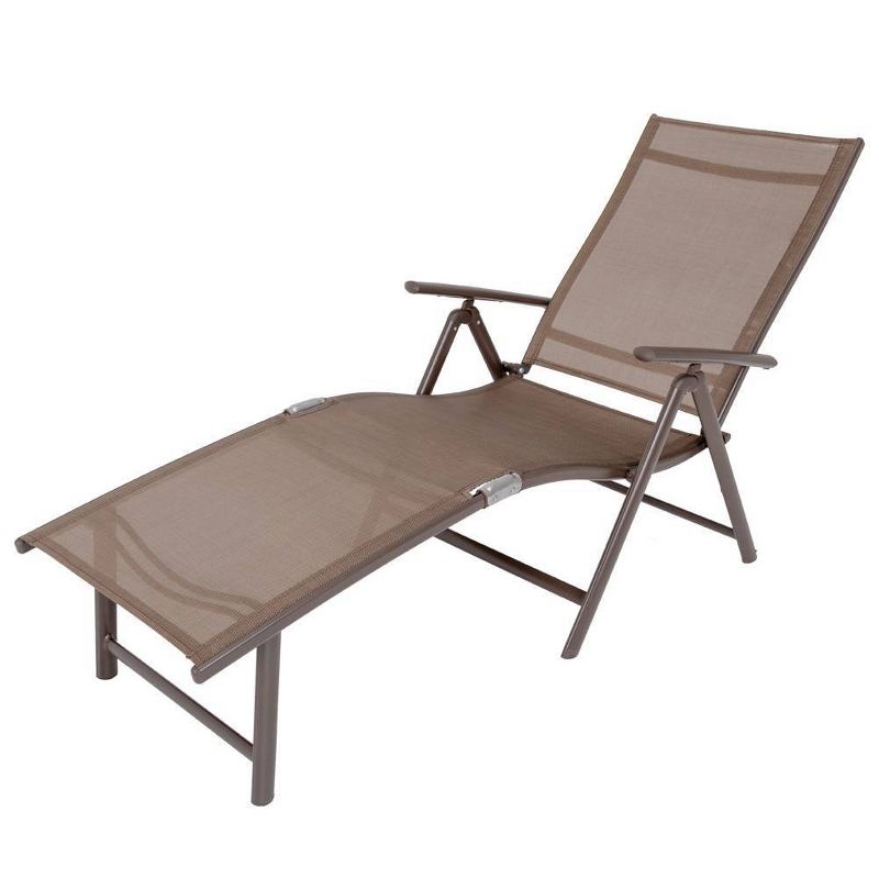 Outdoor Aluminum Adjustable Chaise Lounge - Brown/Black - Crestlive Products, 4 of 14