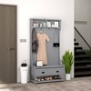 NicBex Hall Tree with Bench, Shoe Rack, Open Storage and Shoe Shelf Coat Rack with 4 Hooks, Soft Cushion for Hallway, Living Room, Gray - 2 of 4
