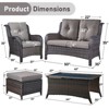 Gymojoy 6 Piece Outdoor Wicker Loveseat Sofa with Patio Chairs with Coffee Table and Ottoman Sets - 3 of 4