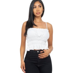 Slickblue Women's Ribbed Tiered Shirred Crop Top, Fitted Sleeveless Casual Tee, 5 Color Options, Size S-L - 1 of 4