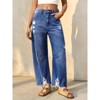 Imily Bela Womens Baggy Barrel Jeans Cropped Boyfriend Wide Leg Raw Hem Denim Pants - 3 of 4