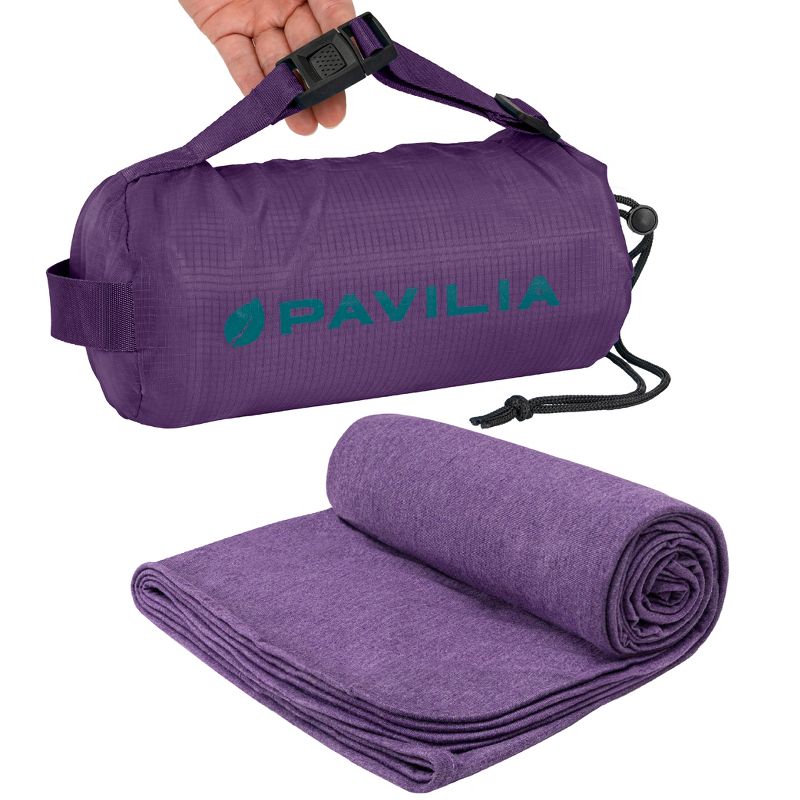 Purple Microfiber Packable Travel Blanket with Carry Bag