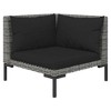 vidaXL 3-Piece Outdoor Lounge Set - Dark Gray Half Round Poly Rattan with Black Cushions - Patio, Garden, Deck Seating with Powder-Coated Steel Frame - 4 of 4