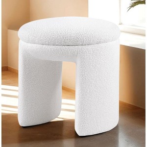 CAVINAS 19.5"H Contemporary Teddy Fabric Accent Stool,Set of 1,Chic Ottoman Footrest Stool for Bedroom & Living Room - 1 of 4
