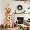White Pre-Lit Pencil Christmas Tree – Frosted Artificial Xmas Tree with LED Lights & Metal Base for Home/Party Decor (1-Piece) - 3 of 4