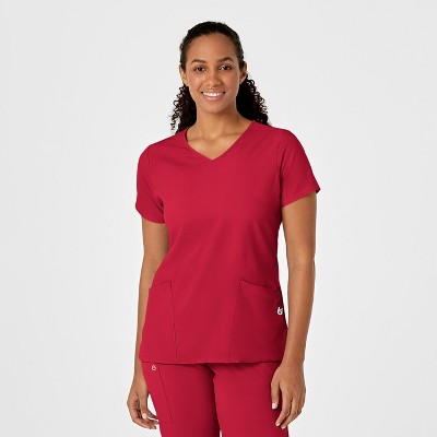 Wink W123 Women's Y-neck Wrap Scrub Top, L Regular : Target