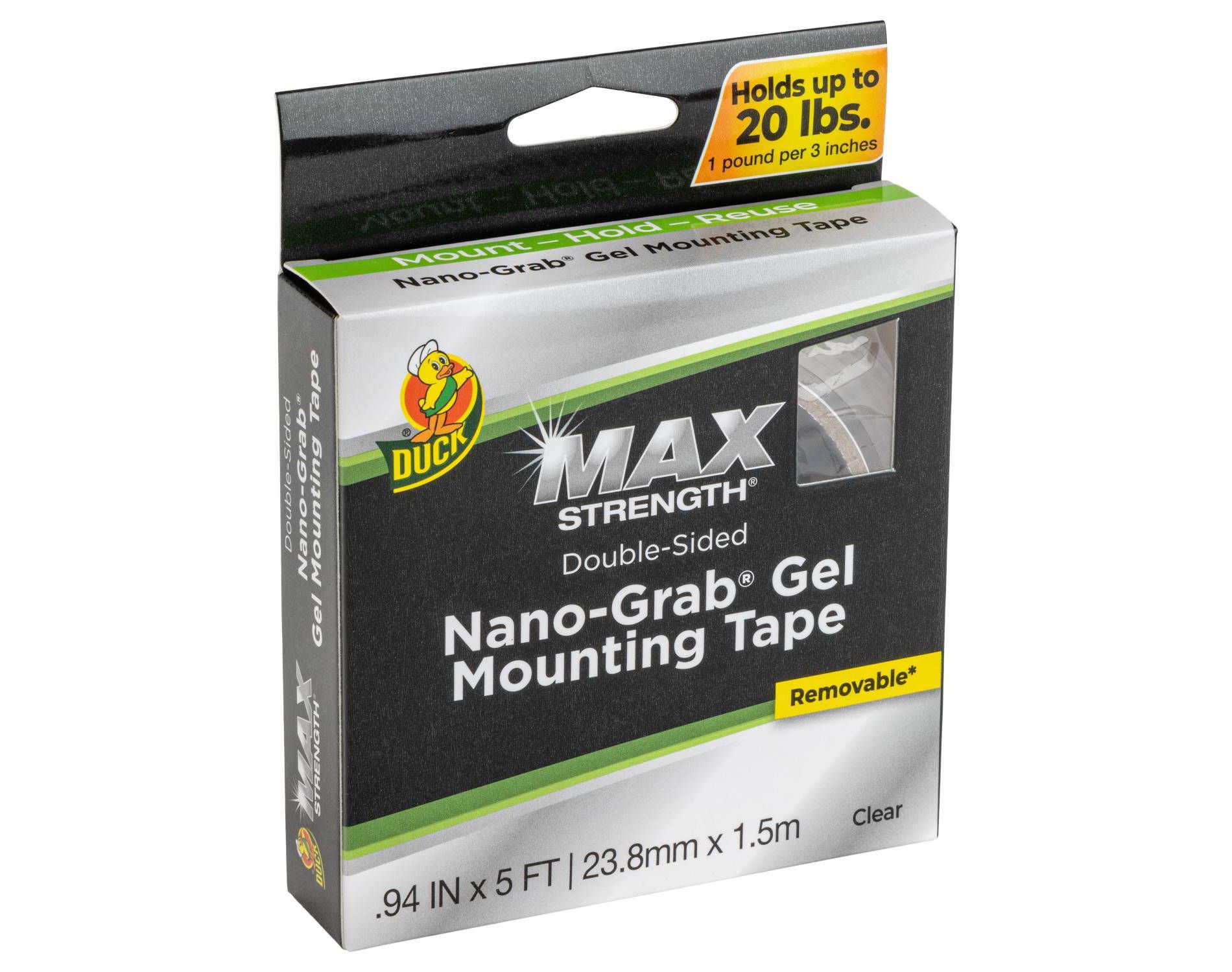 Duck Max Strength Nano-Grab Gel Mounting Tape Clear