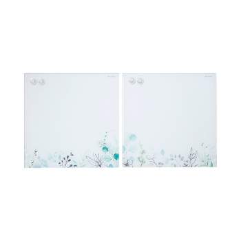 ECR4Kids MessageStor 17.5in x 17.5in Magnetic Dry-Erase Glass Boards and 4 Magnets, 2-Pack