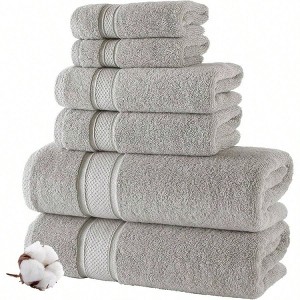 Grey Turkish Towel Set, 6 Pcs for Bathroom Bath Towels 27X54 Hand Towels 16X28 Washcloth 13X13 - 1 of 4