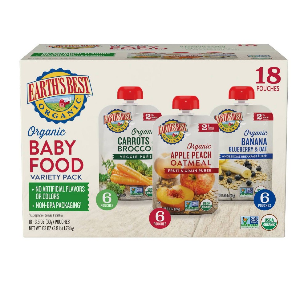 Photos - Baby Food Earth's Best Organic Baby Meals Variety Pack - 63oz/18ct