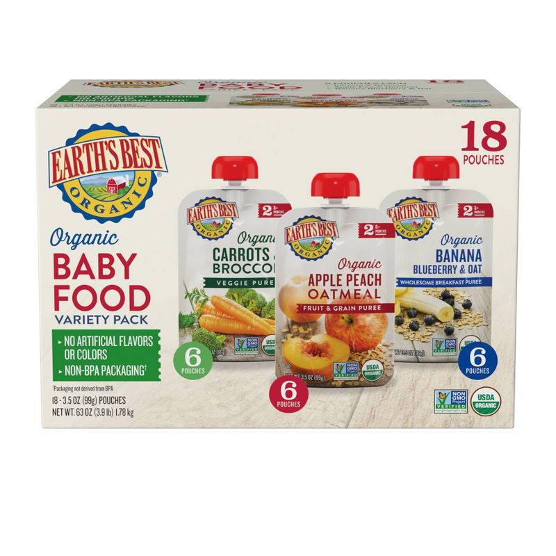 Earth&#39;s Best Organic Baby Meals Variety Pack - 63oz/18ct, 1 of 4